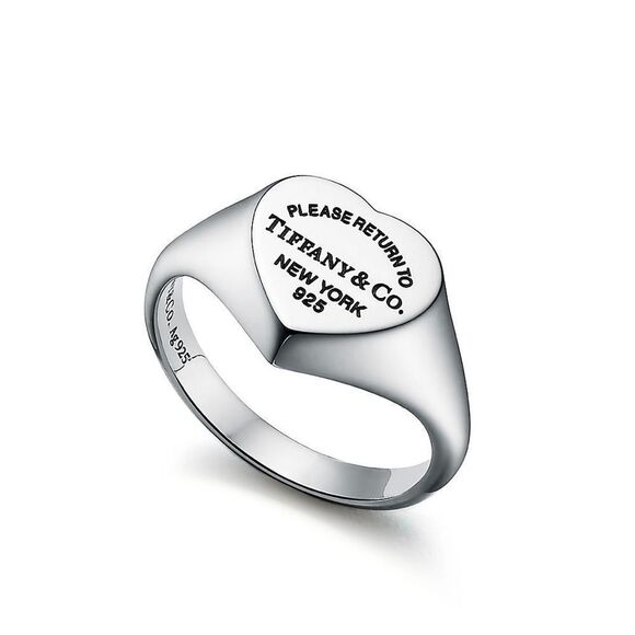 💛 Authentic Return To Tiffany Heart Signet Ring - Picture 3 of 8